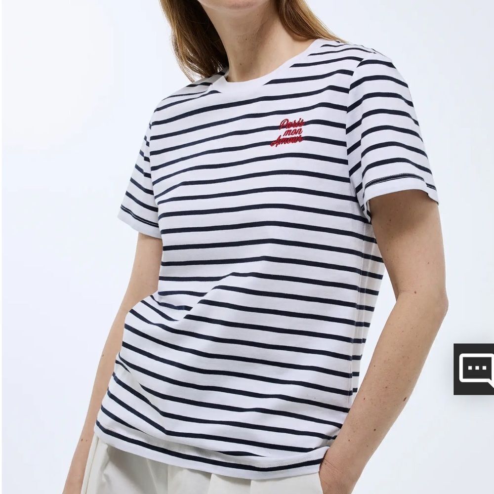 Monoprix Striped Black and White Women's Top